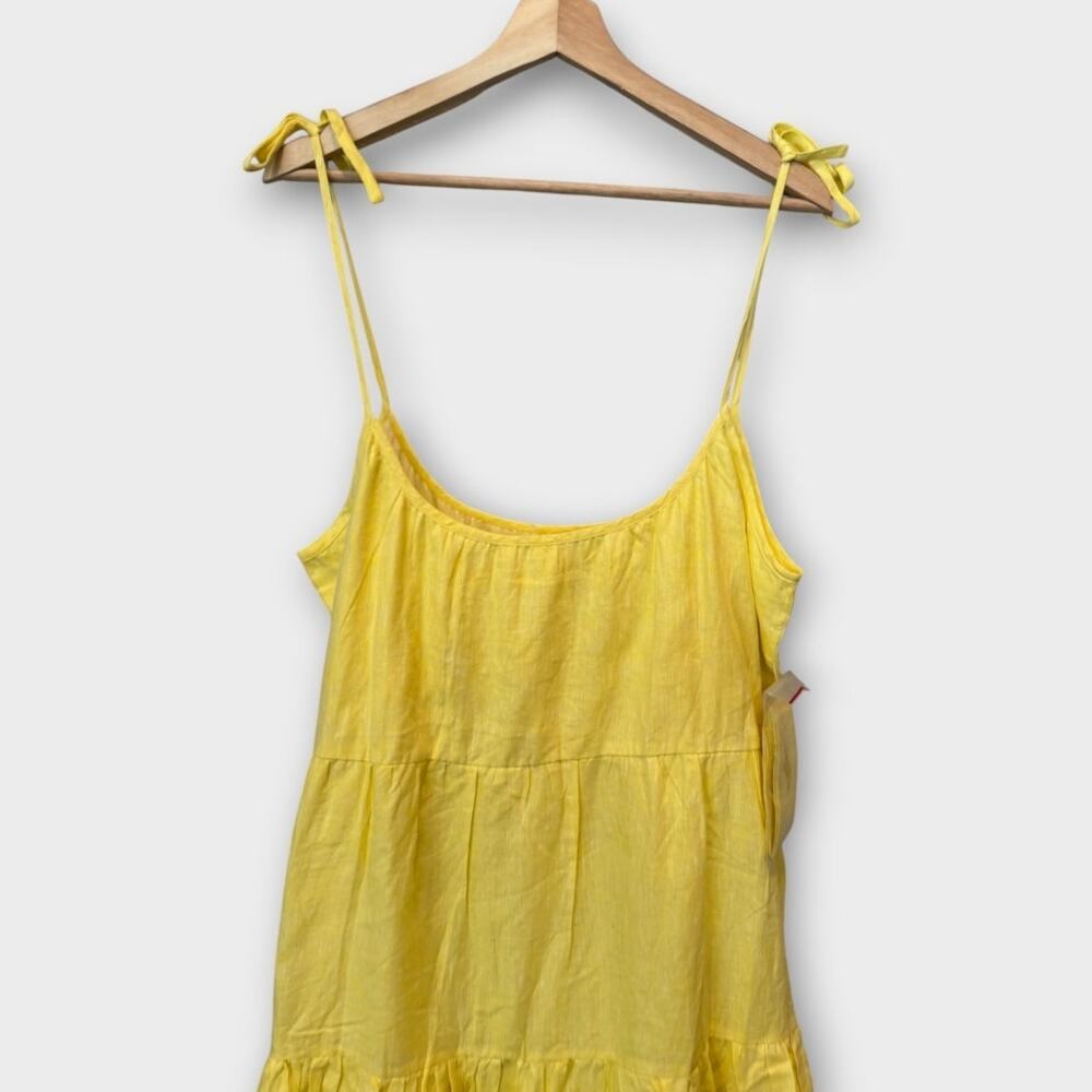 NWT Mille Resort & Travel Maui Lemonade Yellow Linen Maxi Dress Size Medium - Picture 6 of 10